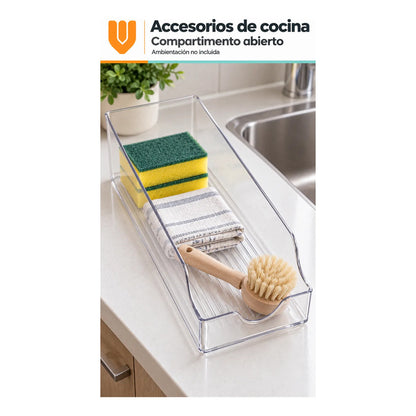 2 Organizadores Acrílicos 35cm Refrigerador Transparentes Blanco