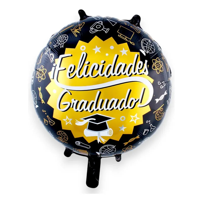 Globo Redondo Metalizado Graduación Decoracion Grado Fiesta