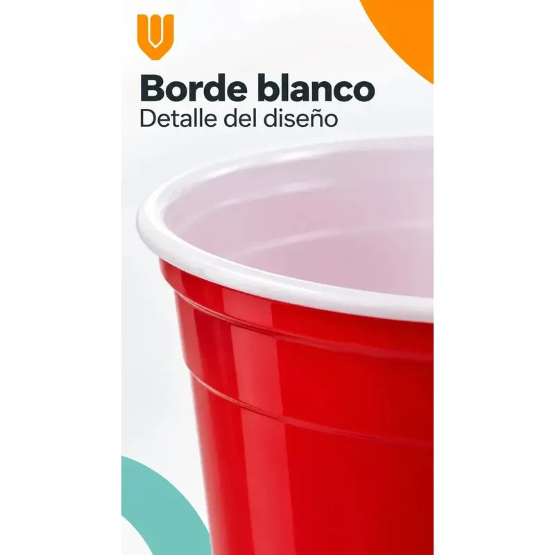100 Vasos Desechables Plasticos Bebidas Celebracion Fiesta 4 Rojo Mediano