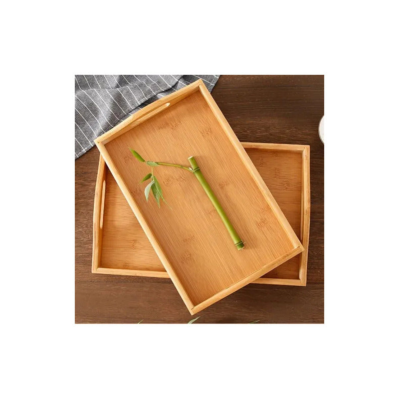 Set 2 Bandejas De Bambu Para Desayuno Bambu Bandeja 40x28cm