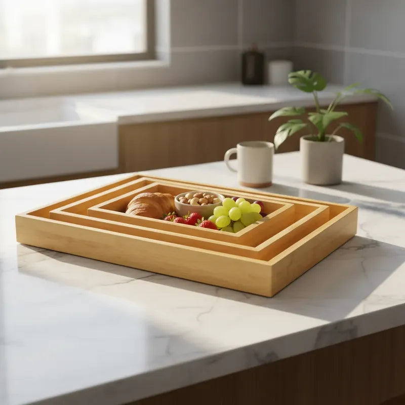 3 Tabla Desayuno Nordica Madera Artesanal Brunch Premium Marron Bambu Natural Madera Clara Elegante Nordico Artesanal Gourmet Calido Minimalista Cocina Premium
