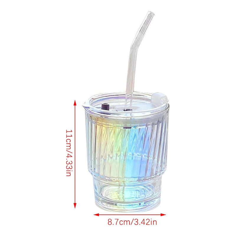Pack X6 Vasos Con Bombilla Transparente Vaso De Vidrio Jugos
