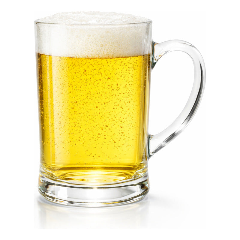 2 Vasos Cervecero Vidrio Asa Mug Transparente Grueso 670ml