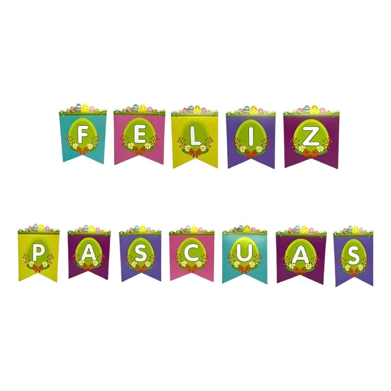 Banderin Feliz Pascuas Decoracion Pascuas Feliz Pascuas Multicolor Banderín Pascua
