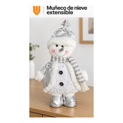 Muñeco Nieve Navideño 62cm Retraible Decorativo Figura Blanco Muñeco Adorno Navideño Muñeco Papá Noel Viejito Pascuero Santa Claus Gorro Barba Blanca Figura Verdes Cascabel 62cm Retraible