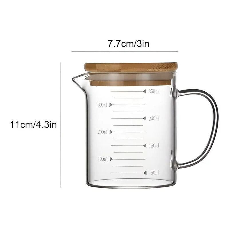 Pack 2 Tazas Medidora Con Tapa Tazas Vidrio Jarra Medidoras Transparente 350/500ml