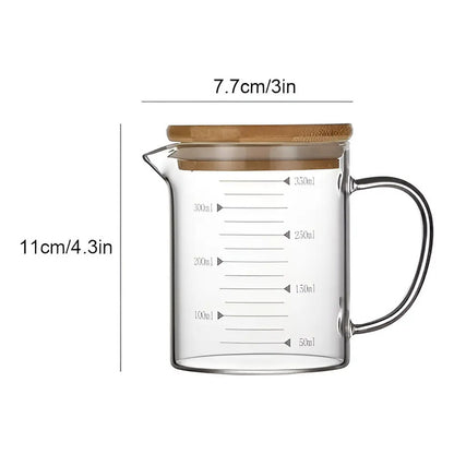 Pack 2 Tazas Medidora Con Tapa Tazas Vidrio Jarra Medidoras Transparente 350/500ml