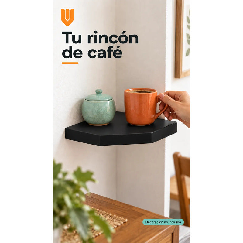 2 Repisas Esquineras Flotantes Negro Mdf 30x30cm Hogar Sala Negro Repisa Esquinera Flotante Estante Mdf Marrón Decoración Rincón Pared Hogar Plantas Adornos Fotografías Living
