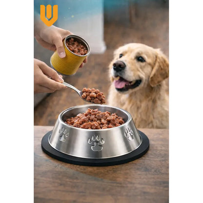 X2 Comedero Perro Platos Para Perros Gatos Mascotas 22cm Plateado