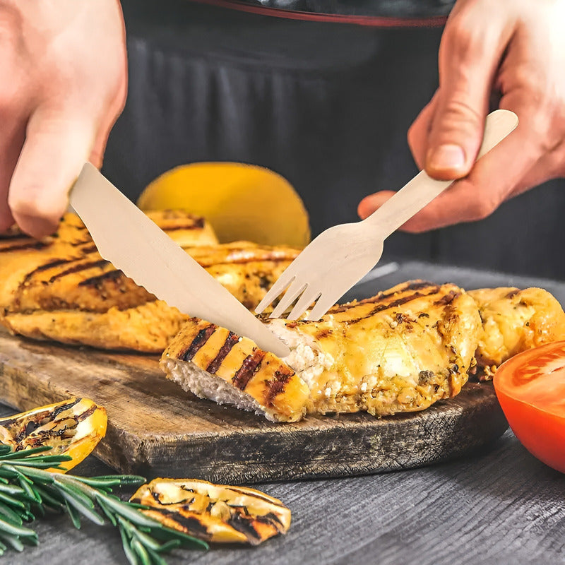 Pack X12 Tenedores Bambú Tenedor Reutilizable Ecologico Marrón