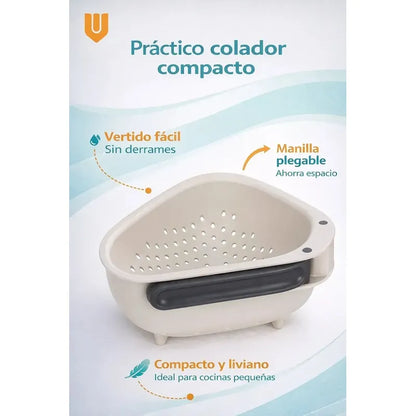 Colador Frutas Verduras Cocina Plegable Compacto Hogar Blanco Cocina Moderno Minimalista Elegante Diseño Compacto Visual Limpio Armonico Resistente Duradero Uso Diario Hogar Premium