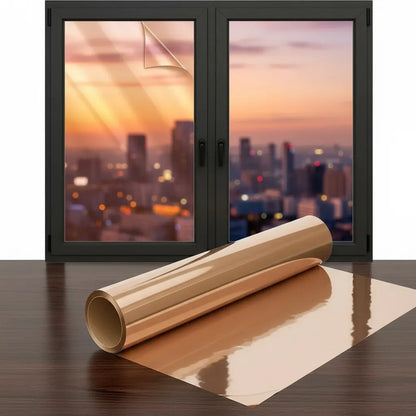 Protector Vidrio Termico Reflectivo Reduce Calor Interior Negro Reflectivo Efecto Espejo Tono Oscuro Elegante Privacidad Total Control Luz Bloqueo Solar Apariencia Moderna Ventanas Hogar