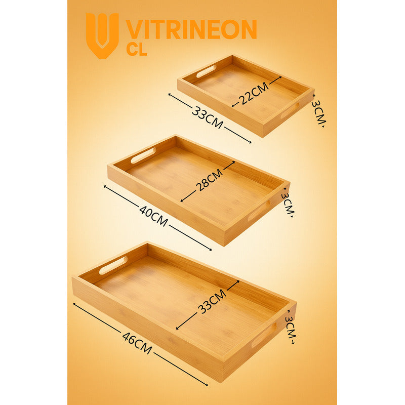 3 Bandejas Para Desayuno Bandeja De Bambu Para Servir Bambu