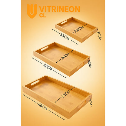 3 Bandejas Para Desayuno Bandeja De Bambu Para Servir Bambu