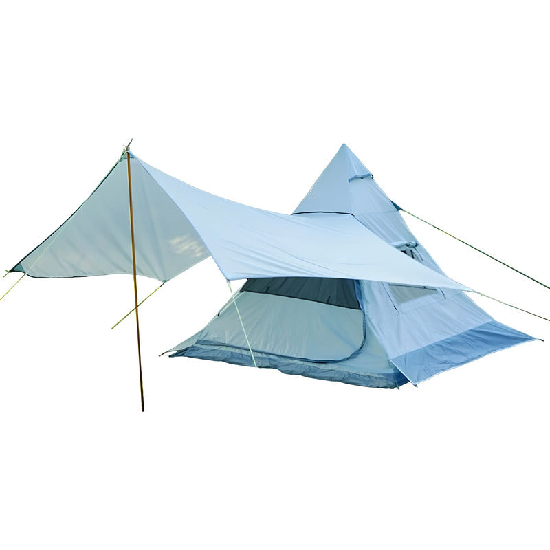 Carpas De Camping Carpa Doble Capa 4 Personas Mosquitero Camping Celeste