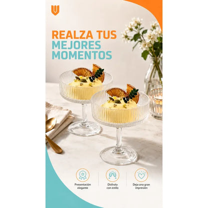 Set 2 Copas Helado Postres Copa De Vidrio Copas Postres Transparente