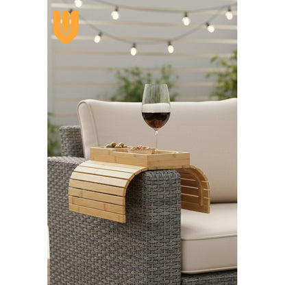 Vitrineon Porta Vasos Bambu Bandeja Plegable Sofa Bambú