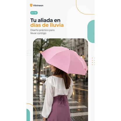 Parasol Retractil Plegable Lluvia 8 Varill Adulto Clasico