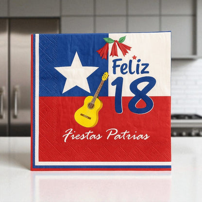 X60 Servilletas Fiestas Patrias Bandera Chile Decoracion