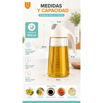 Vinagrera Alcusa De Vidrio Vinagrera Dispensador De Vinagre Transparente Cristal Brillante Cocina Gourmet Elegante Hogar Restaurante Minimalista Moderno Aceite Vinagre