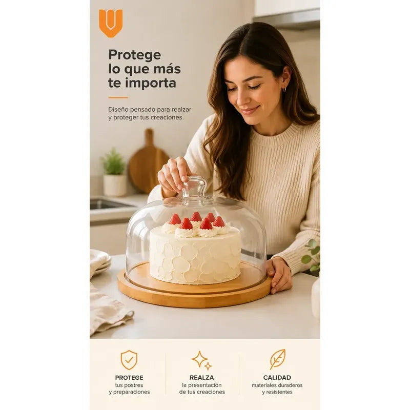 Base Torta Bambú Tapa Porta Cupcakes Soporte Transportador F Bambú