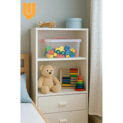 2 Caja Organizadora Transparente Aplilable Almacenamien 6.5l Caja Organizadora Plastico Transparente 6.5l Apilable 28x20x15cm Tapa Multiuso Hogar Oficina Almacenaje Contenedor 5kg Lisa