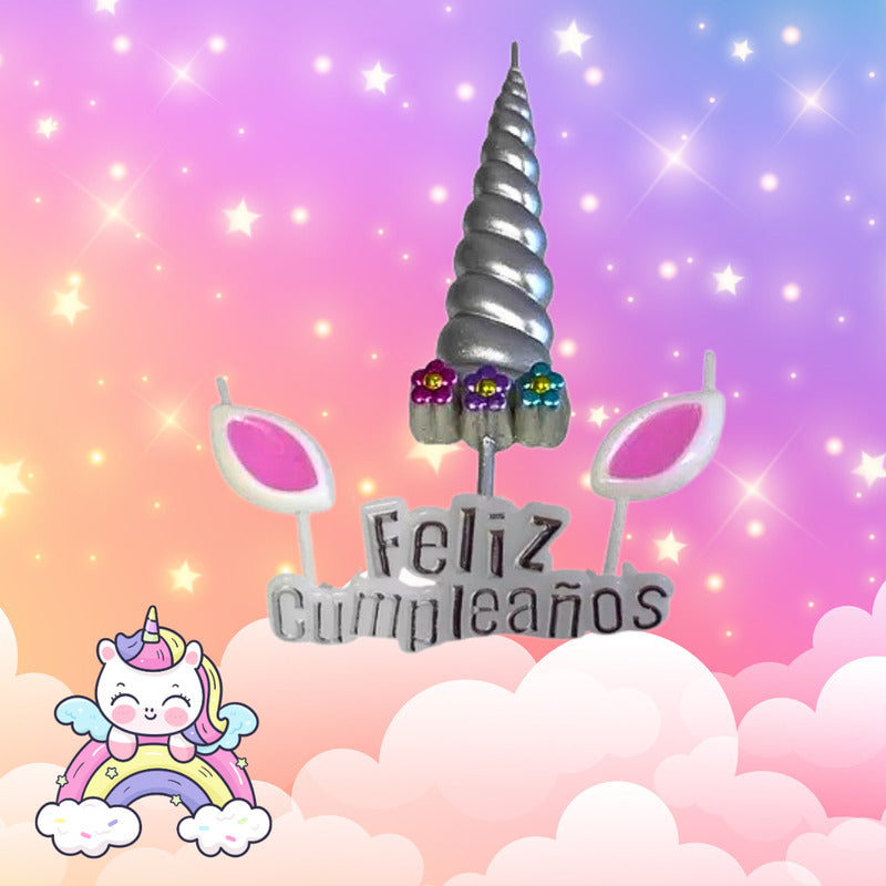 Set 5 Velas Cumpleaños Unicornio  Vela Feliz Cumpleaños