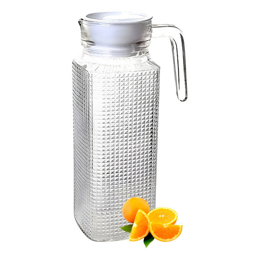 Jarra De Vidrio Agua Jarra De Jugo Jarra Con Tapa Vintage Jugo Jarras Agua Jarra De Vidrio Para Jugos Bebidas Cocteles Jarra Para Agua Con Tapa Color Transparente Cuadros Tapa Blanca Vitrineon Cl