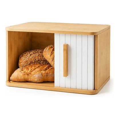 Panera Bambu Puerta Enrollable Almacenamiento Multiuso Hogar Panera Bambu Enrollable Cocina Organizador Pan Multiuso Hogar Almacenamiento Natural Cuadrada Bambu Natural Beige Madera Clara Arena...