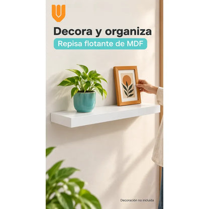 Repisa Flotante Rectangular 60cm Mdf Blanca Estante Pared Blanco Repisa Flotante Blanca Mdf Estante Mural Soporte Oculto Decoración Organización Hogar Dormitorio Living Oficina 60cm