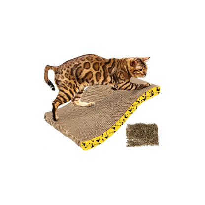 Rascador De Gato Con Catnip De Carton Cosas De Gatos Rascador Carton Corrugado Tus Mascotas Rascador Ola Amarillo