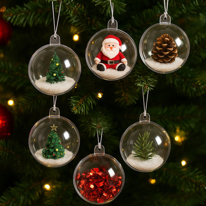 Pack 6 Esferas Acrílico Navidad 10cm Transparente Rellenable