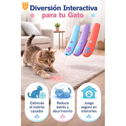 Juguete Interactivo Portatil Caninos Mininos Luz Antiestres Juguete Caza Felina Proyector Ratón Luz Multicolor Estimulacion Instinto Agilidad Diversion Interior Laser