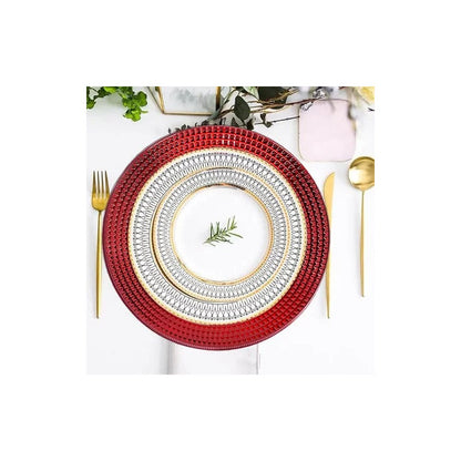 Plato Base Rojo Vajilla Navidad Juego De Platos Rojos 33cm