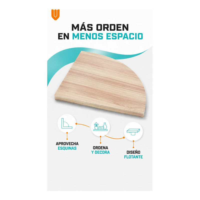 Repisas Flotante Beige Acabado Madera Pared 30cm Esquinera Repisa Esquinera Flotante Acabado Madera Cuarto Círculo Borde Curvo Fijación Oculta Mural Decorativa 30cm