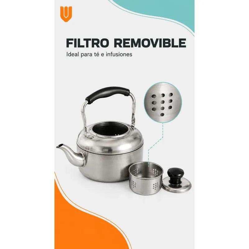 Tetera  Inoxidable Barista Vertido  Café Filtrado Hogar Tetera Cuello Cisne Acero Inoxidable 2 Litros Plateada Mango Plástico Apta Fuego Directo Cocina Cafés Tés Dcbz18 Premium