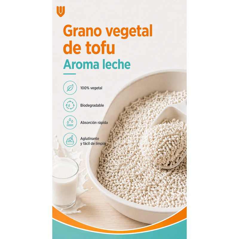 Arena Gatos Aglutinante Sanitaria Tofu Leche 2.6kg Clean Arena Sanitaria Tofu Leche 7 Litros Aglomerante Biodegradable Absorcion Control Olores 99 Porciento Libre Polvo Gatos - 2.6kg