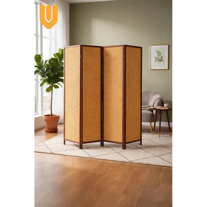 Biombo Separador Ambientes 4 Paneles Marron Natural Hogar Marron Claro Natural Estilo Madera Decoracion Interior Hogar Living Dormitorio Oficina Diseño Natural Moderno Paneles Plegables Biombo...