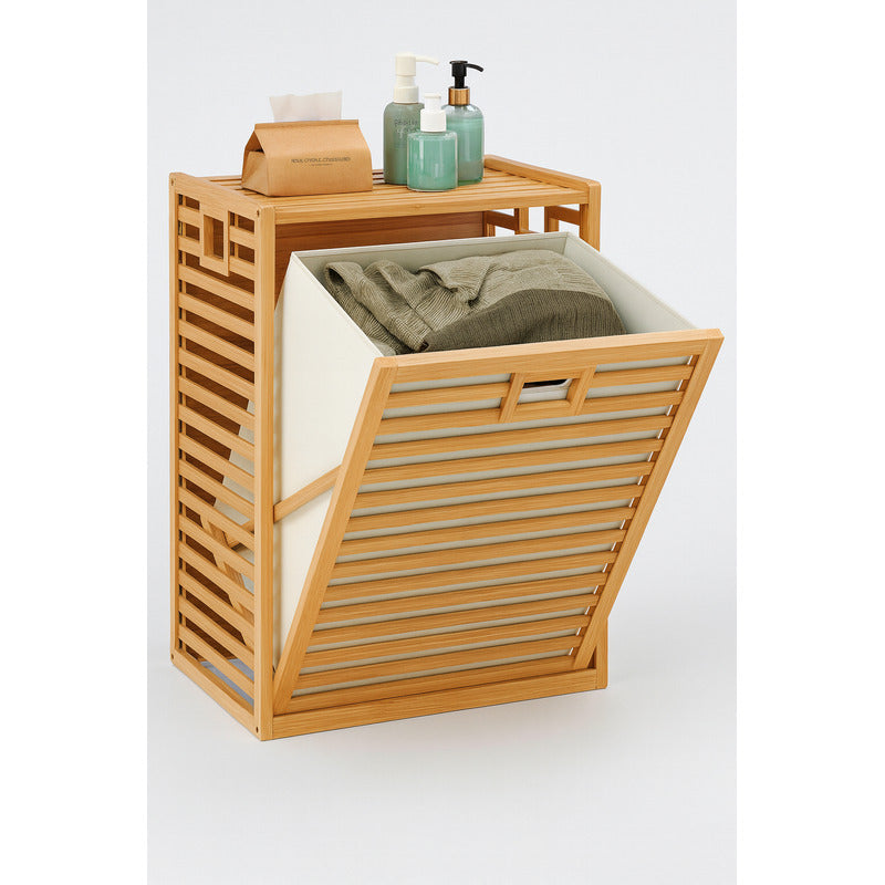 Vitrineon Canasto Ropa Sucia Bambu Plegable Grande Organizad