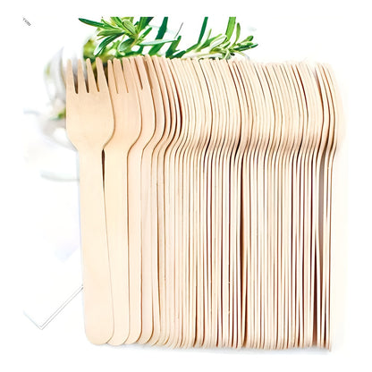 Pack X12 Tenedores Bambú Tenedor Reutilizable Ecologico Marrón