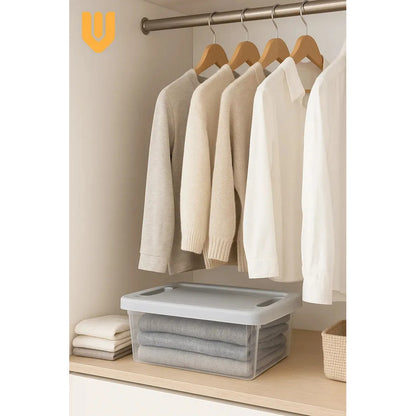 Caja Organizadora Transparente Apilable Vitrineon Cl 10litr Transparente Tapa Gris Organizadora
