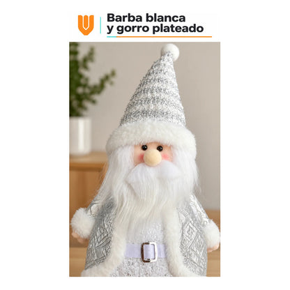 Muñeco Pascuero Navideño 60cm Retraible Decorativo Figura Blanco Muñeco Adorno Navideño Muñeco Papá Noel Viejito Pascuero Santa Claus Gorro Barba Blanca Figura Verdes Cascabel 60cm Retraible