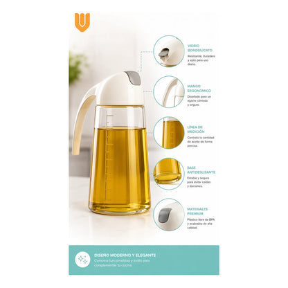 Vinagrera Alcusa De Vidrio Vinagrera Dispensador De Vinagre Transparente Cristal Brillante Cocina Gourmet Elegante Hogar Restaurante Minimalista Moderno Aceite Vinagre