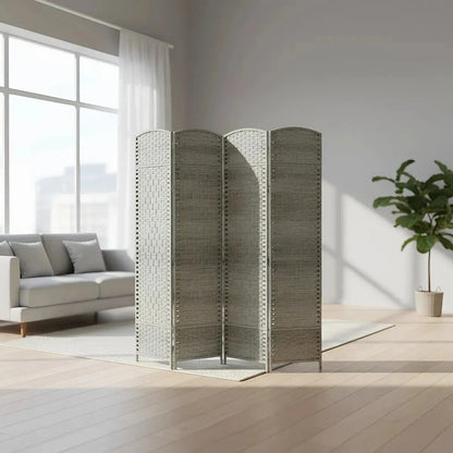 Biombo Separador Oficina Ambientes Divisor 4 Puertas 180 Cm Geométrico Ceniza Moderno