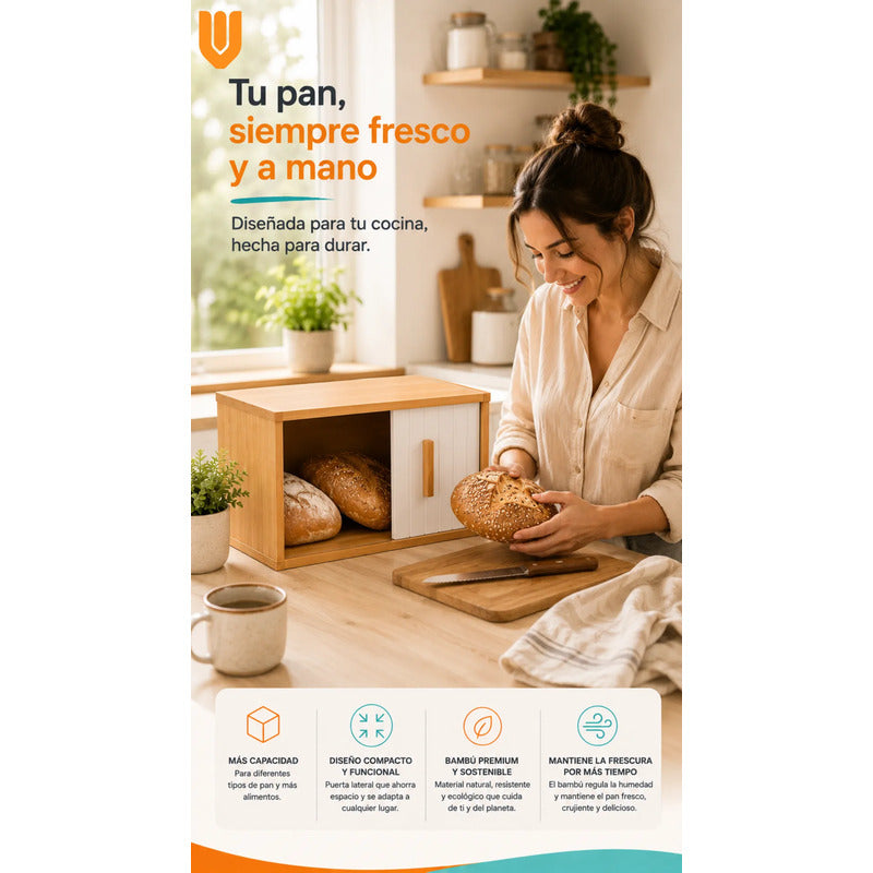 Panera Bambu Puerta Enrollable Almacenamiento Multiuso Hogar Panera Bambu Enrollable Cocina Organizador Pan Multiuso Hogar Almacenamiento Natural Cuadrada Bambu Natural Beige Madera Clara Arena...