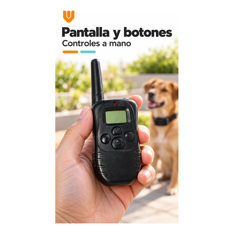 Collar Perro Entrenamiento Electrico Control Remoto Negro Collar Canino Correa Ajustable Tejida Hebilla Receptor Control Remoto Pantalla Pilas Incluidas Entrenamiento
