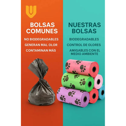 Pack 10 Bolsas Higiene Canina Multicolor Diseño Compacto 6x3 Cm Alta Resistencia Recoleccion Rapida Desechos Mascotas Paseos Urbanos Accesorio Esencial Tenencia Responsable