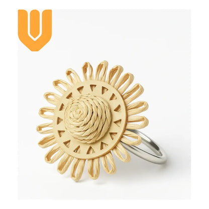Servilletero Flor Bambú Anillo Porta Servilleta Decorativo D Dorado
