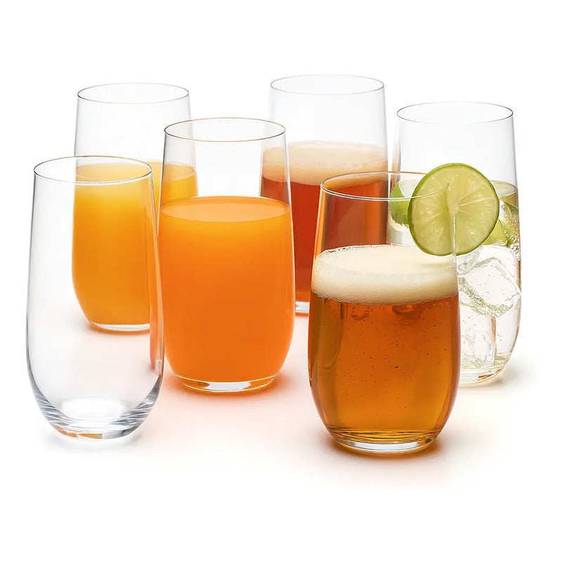Vitrineon Cl Set 6 Vasos Vidrio Resistente 520 Ml Cristal Transparente