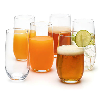 Set 6 Vasos Vidrio Resistente 520 Ml Alto Capacidad Hogar Transparente